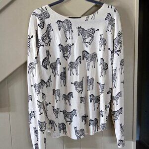 Zebra Lightweight Sweater with 5% Cashmere, Silky Soft, XL